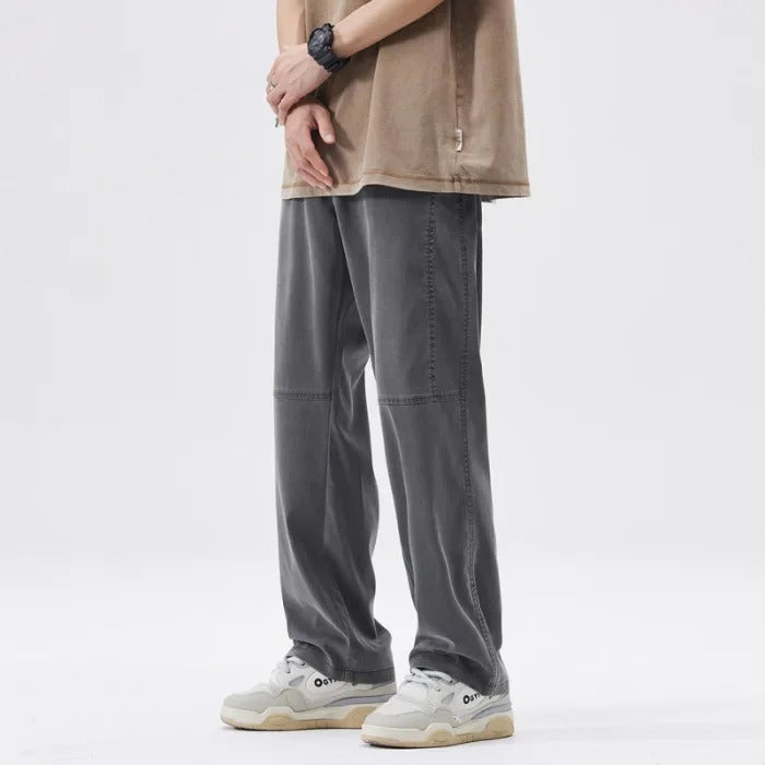 Heren casual loszittende broek met wijde pijpen