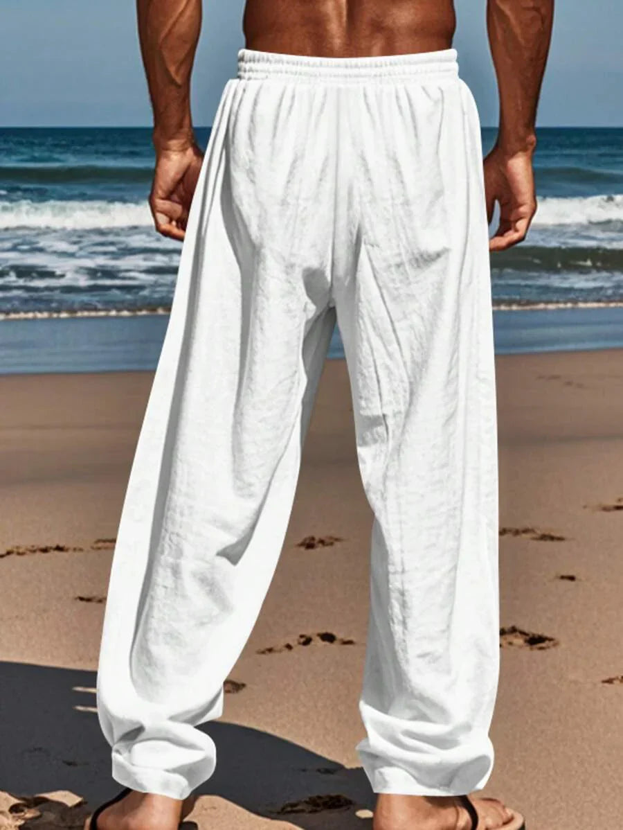 PANTALON EN LIN À CORDON POUR HOMME