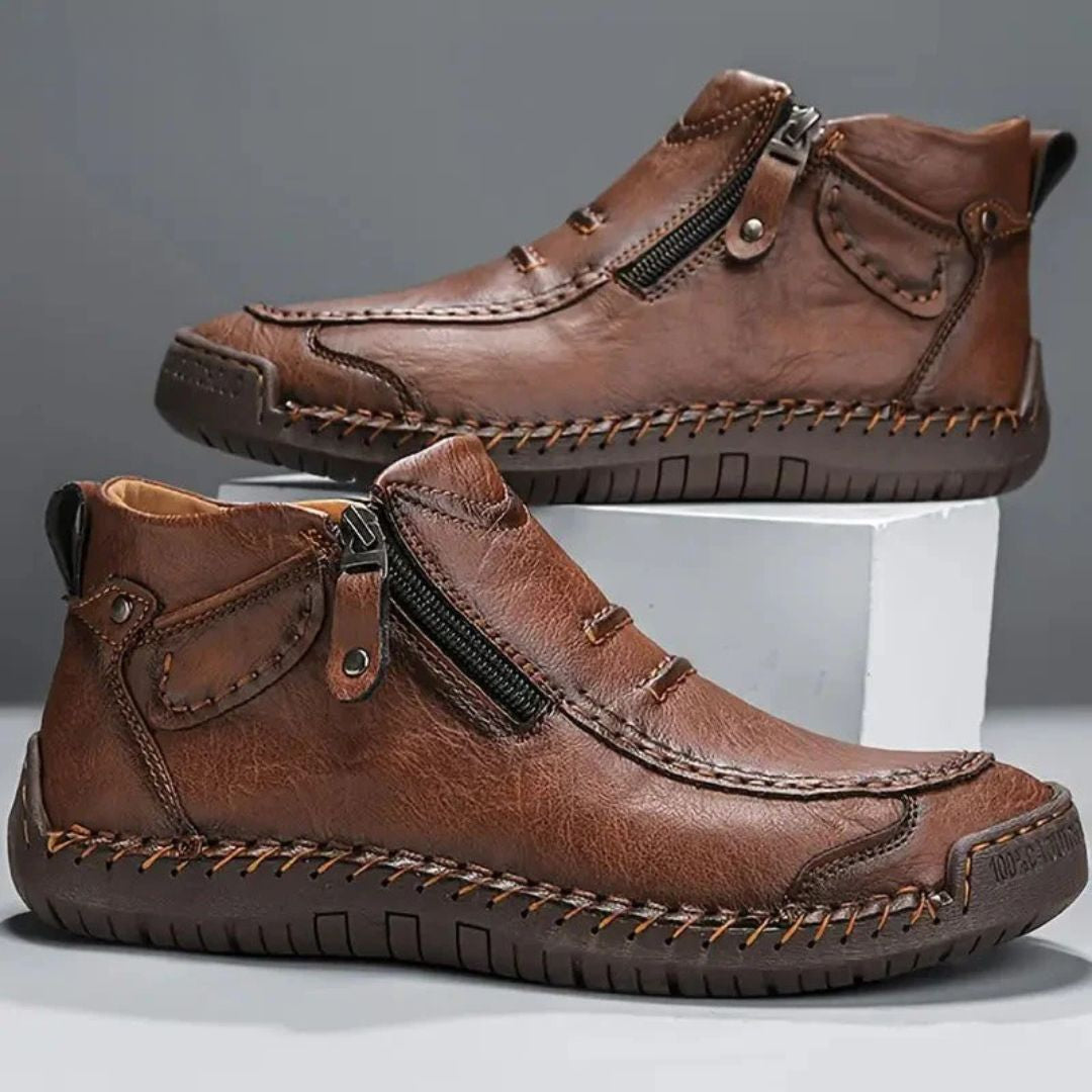 Bottines Homme en Cuir Zippées Cousu Main