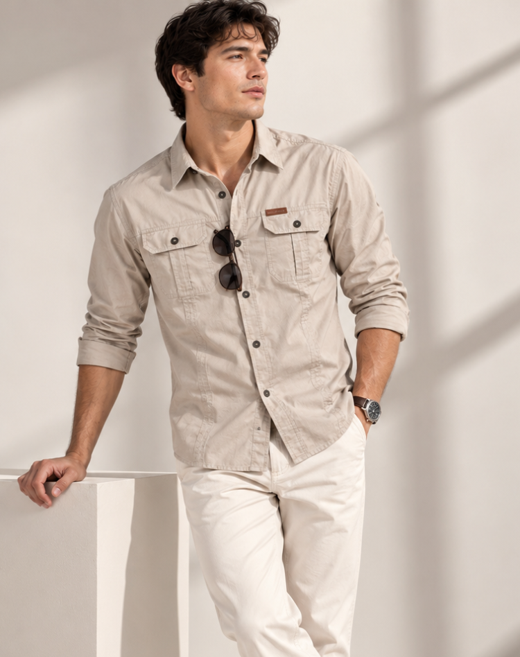 Surchemise Cargo Homme à Manches Longues