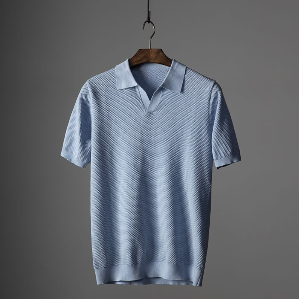 Korte mouwen gebreid poloshirt voor heren