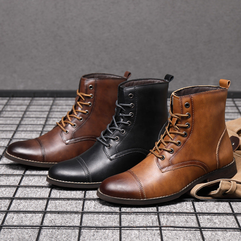 Bottines Homme en Cuir à Lacets, Bout Rapporté