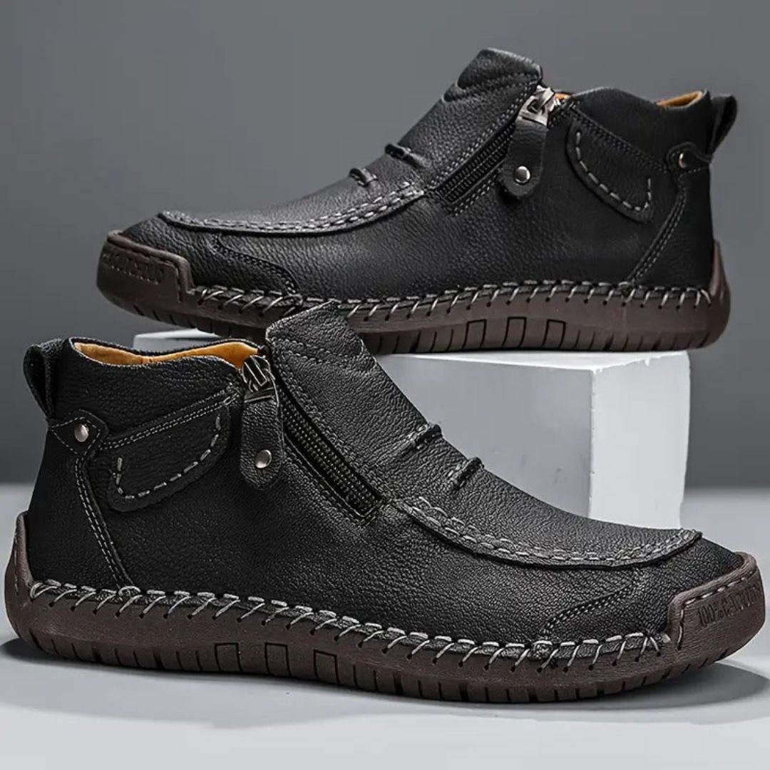 Bottines Homme en Cuir Zippées Cousu Main