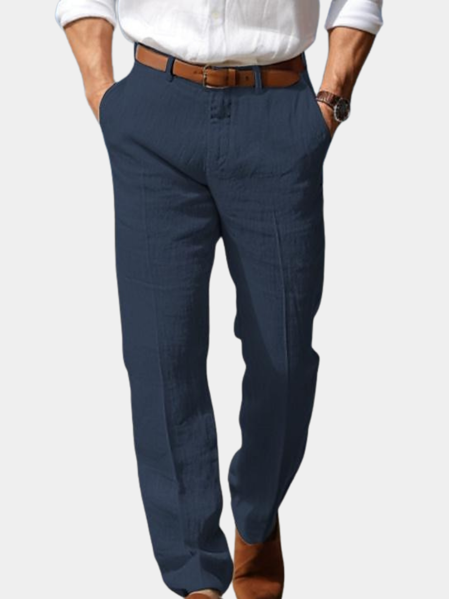 PANTALON EN LIN AVEC PASSANTS POUR HOMME