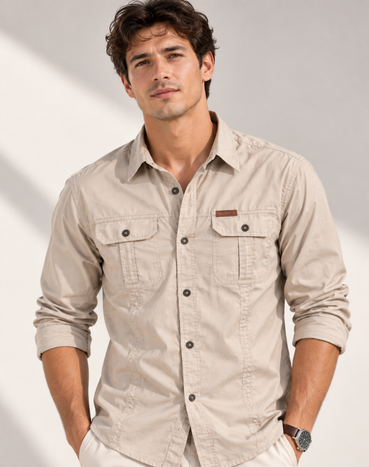 Surchemise Cargo Homme à Manches Longues