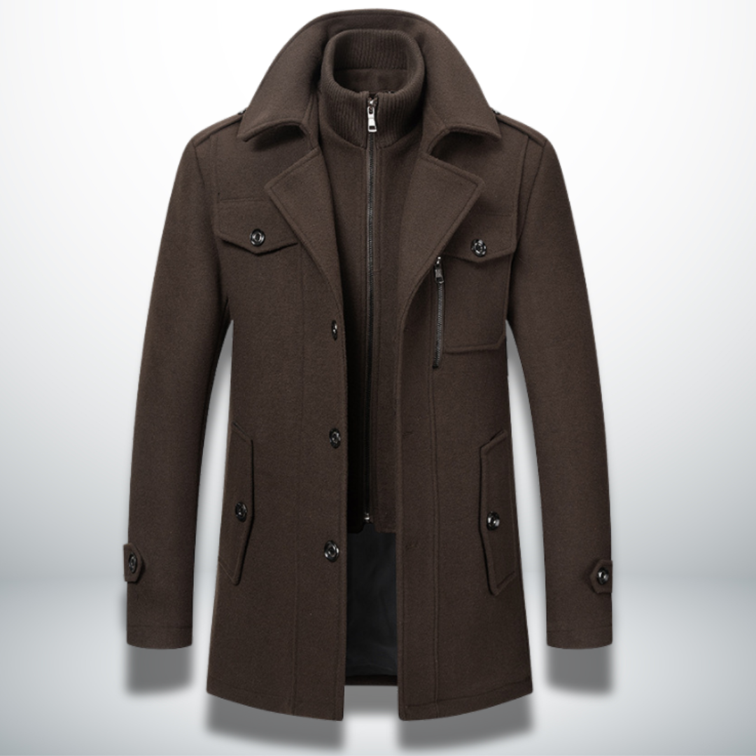Manteau Homme Col Montant Zippé