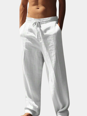 PANTALON EN LIN À CORDON POUR HOMME