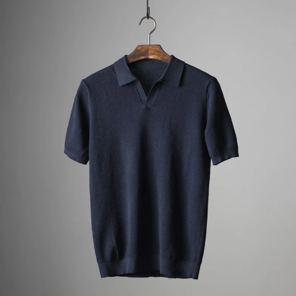Korte mouwen gebreid poloshirt voor heren