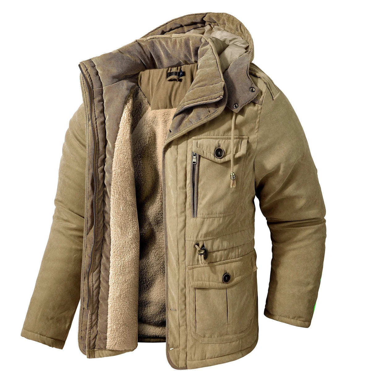 Warme winddichte winterjas met capuchon voor heren
