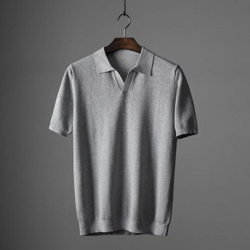 Korte mouwen gebreid poloshirt voor heren