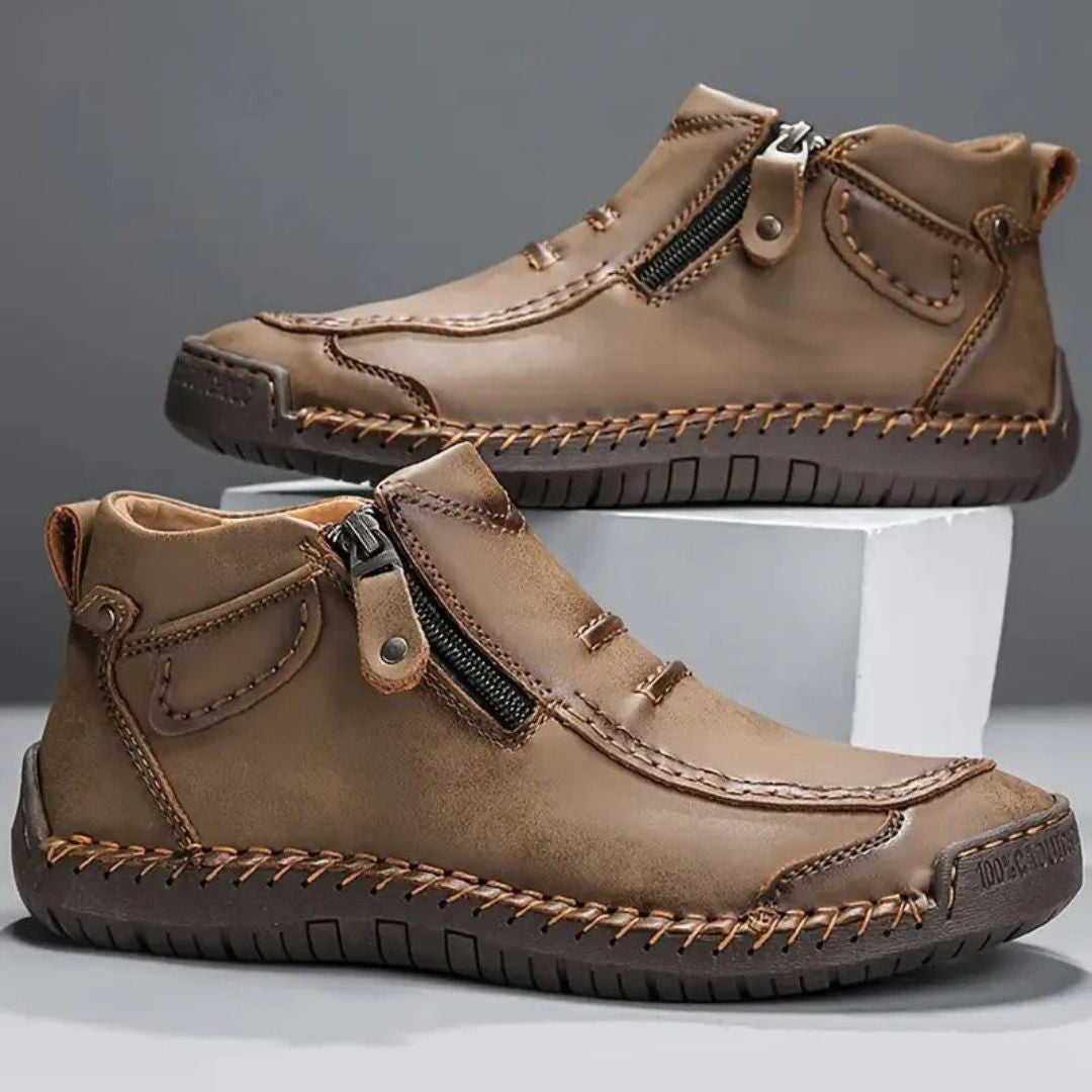 Bottines Homme en Cuir Zippées Cousu Main