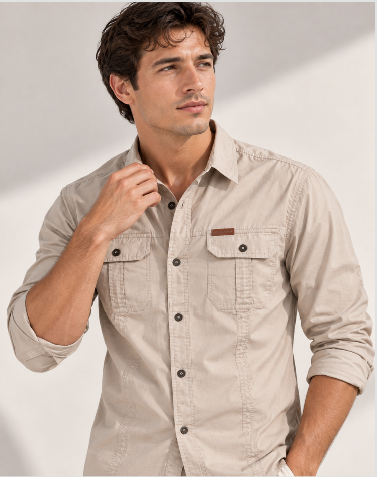 Surchemise Cargo Homme à Manches Longues