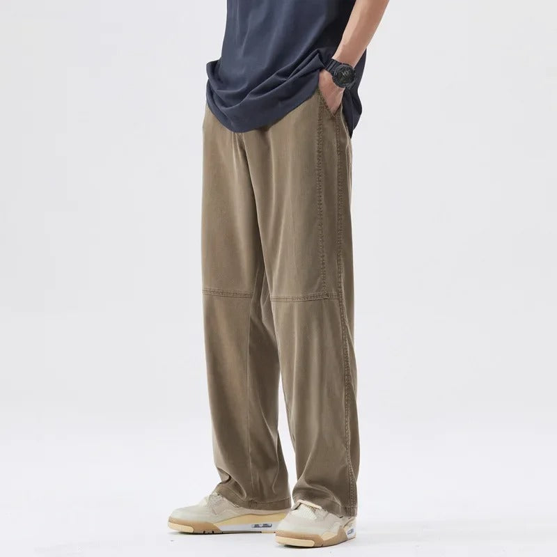 Heren casual loszittende broek met wijde pijpen