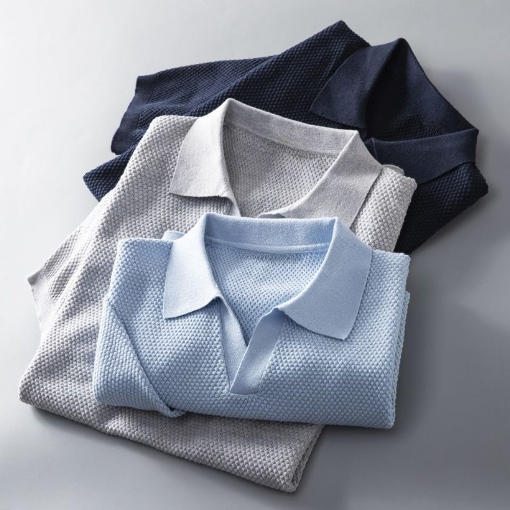 Korte mouwen gebreid poloshirt voor heren