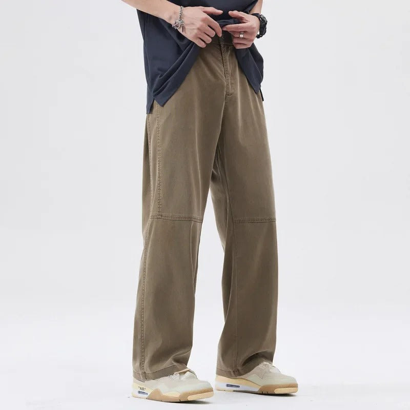 Heren casual loszittende broek met wijde pijpen