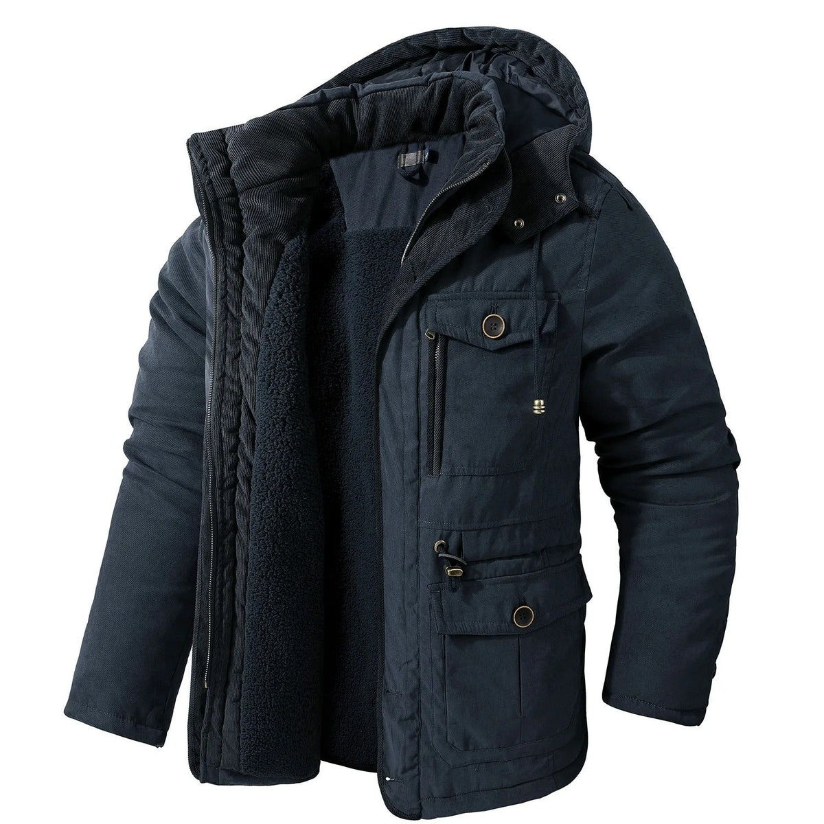 Warme winddichte winterjas met capuchon voor heren