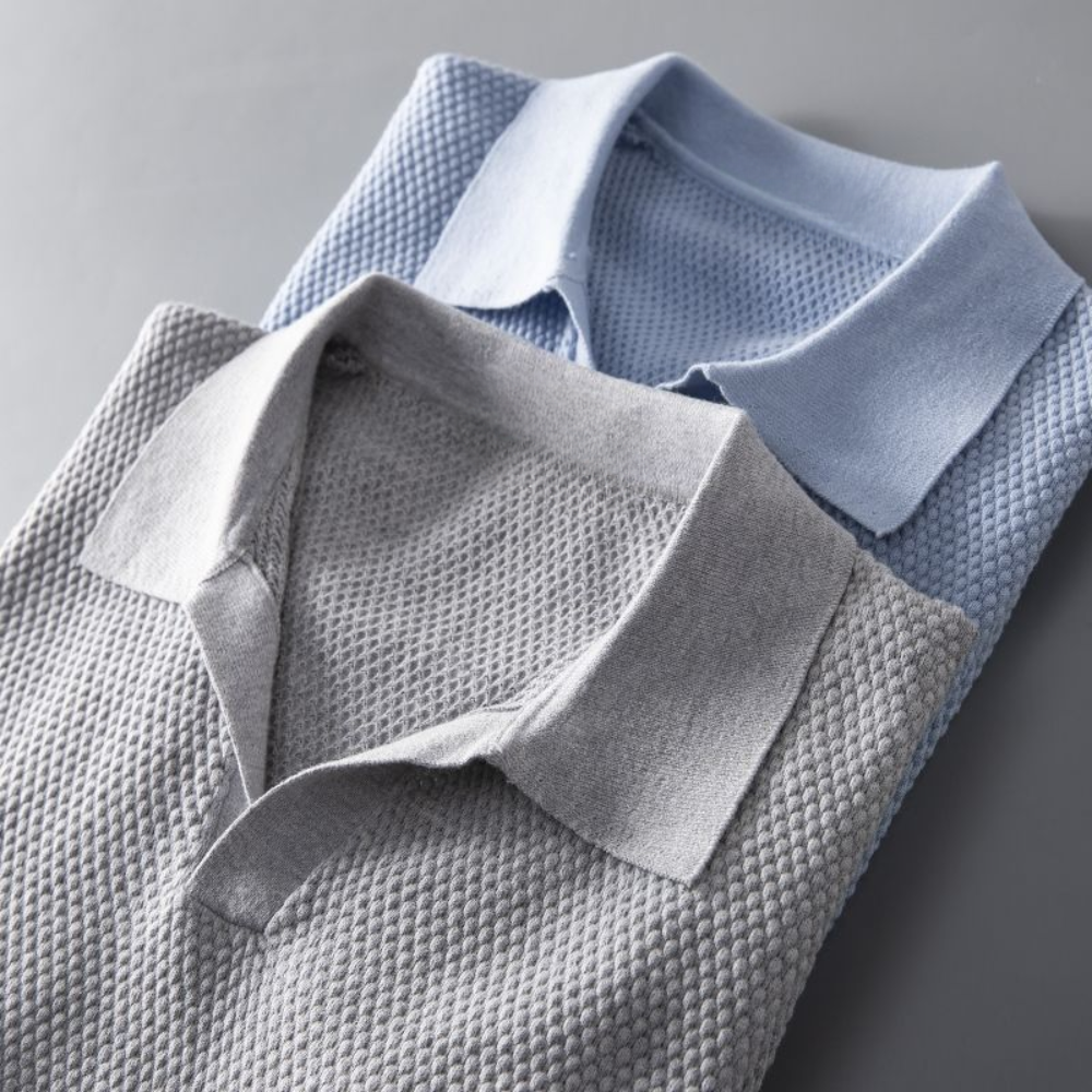 Korte mouwen gebreid poloshirt voor heren