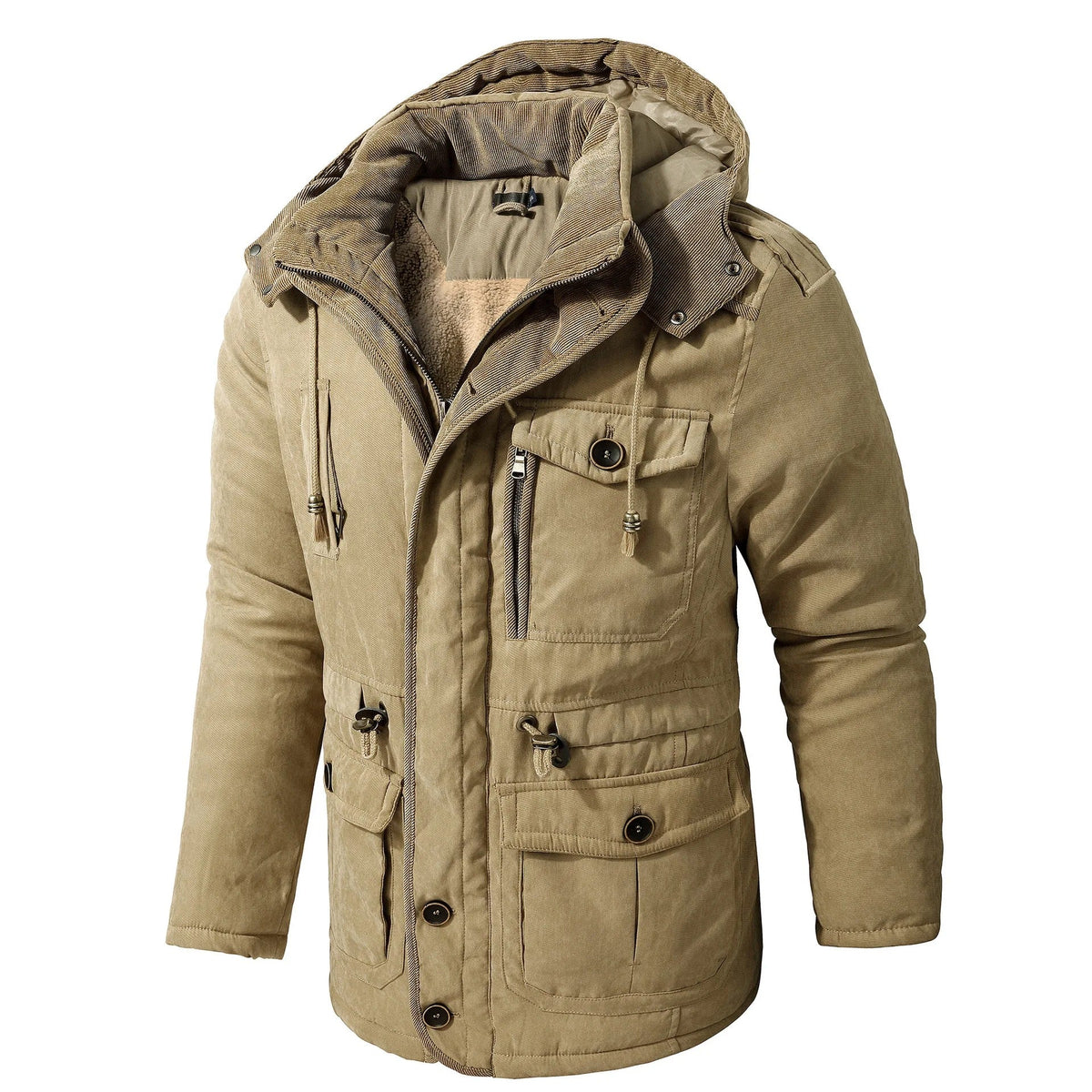 Warme winddichte winterjas met capuchon voor heren