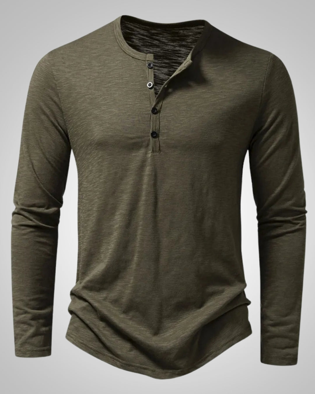 Eberhard | Henley-Shirt in Melange-Optik mit langen Ärmeln