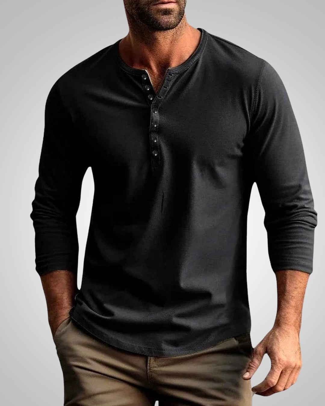 Hinrich | Henley-Langarmshirt in Slim Fit