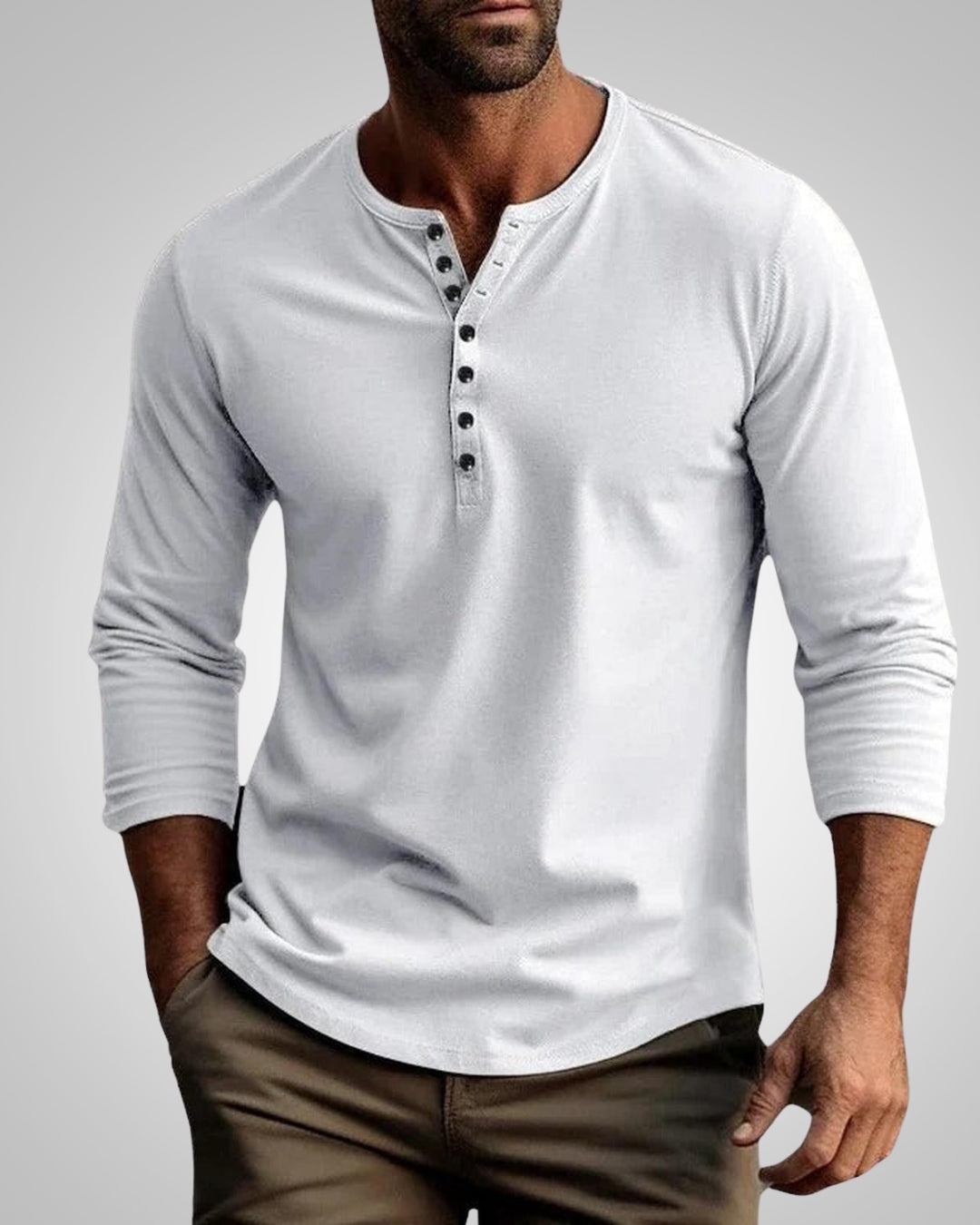 Hinrich | Henley-Langarmshirt in Slim Fit