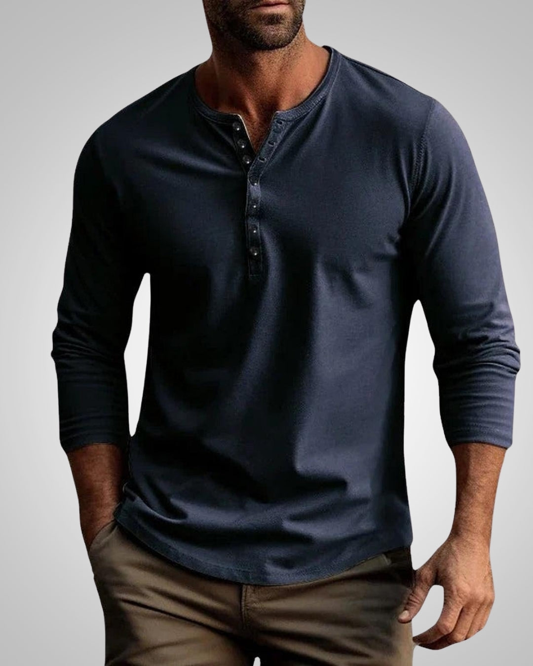 Hinrich | Henley-Langarmshirt in Slim Fit