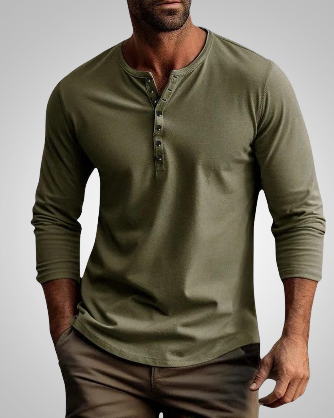 Hinrich | Henley-Langarmshirt in Slim Fit