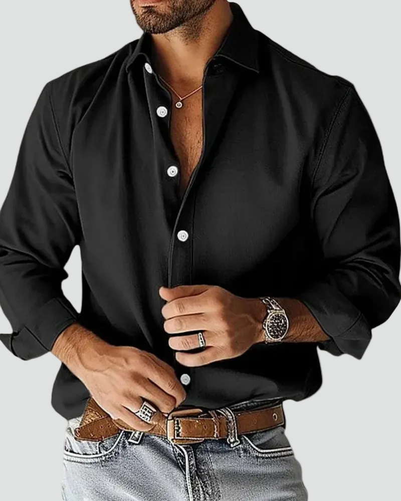 Chemise Homme Col Boutonné Coupe Slim Manches Longues