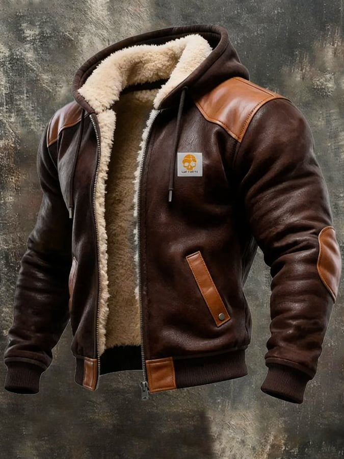 VESTE EN DAIM À CAPUCHE POUR HOMME
