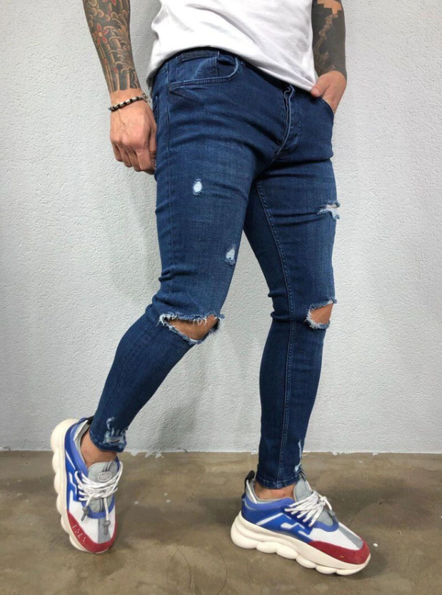 Jean Slim Déchiré Homme Coupe Ajustée