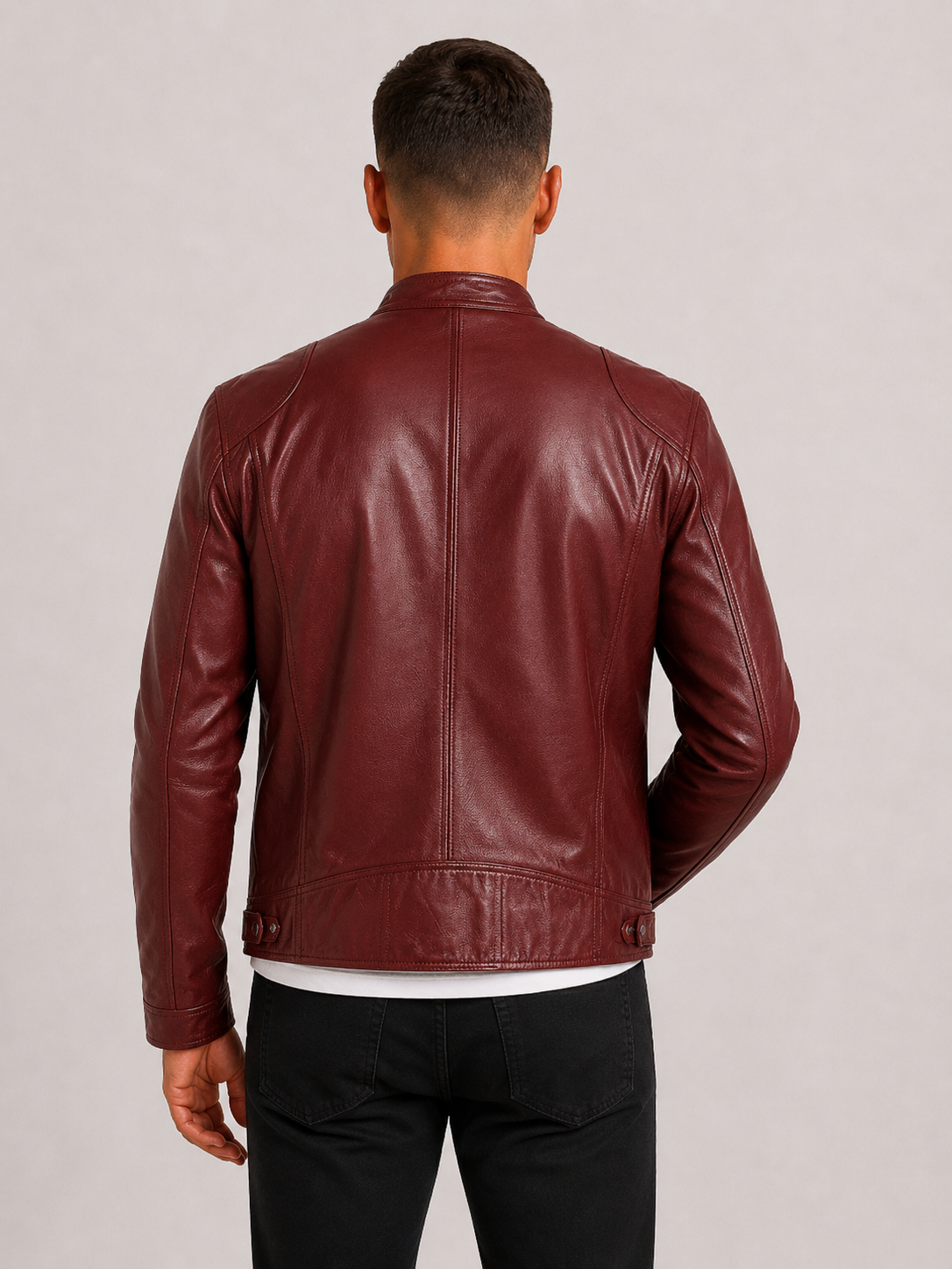 Veste Motard Homme en Similicuir Zippée