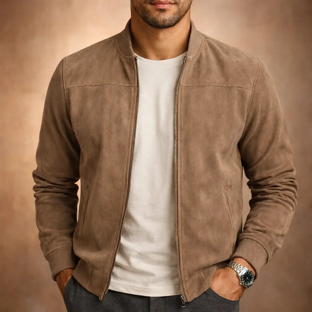 Blouson bombardier effet daim homme