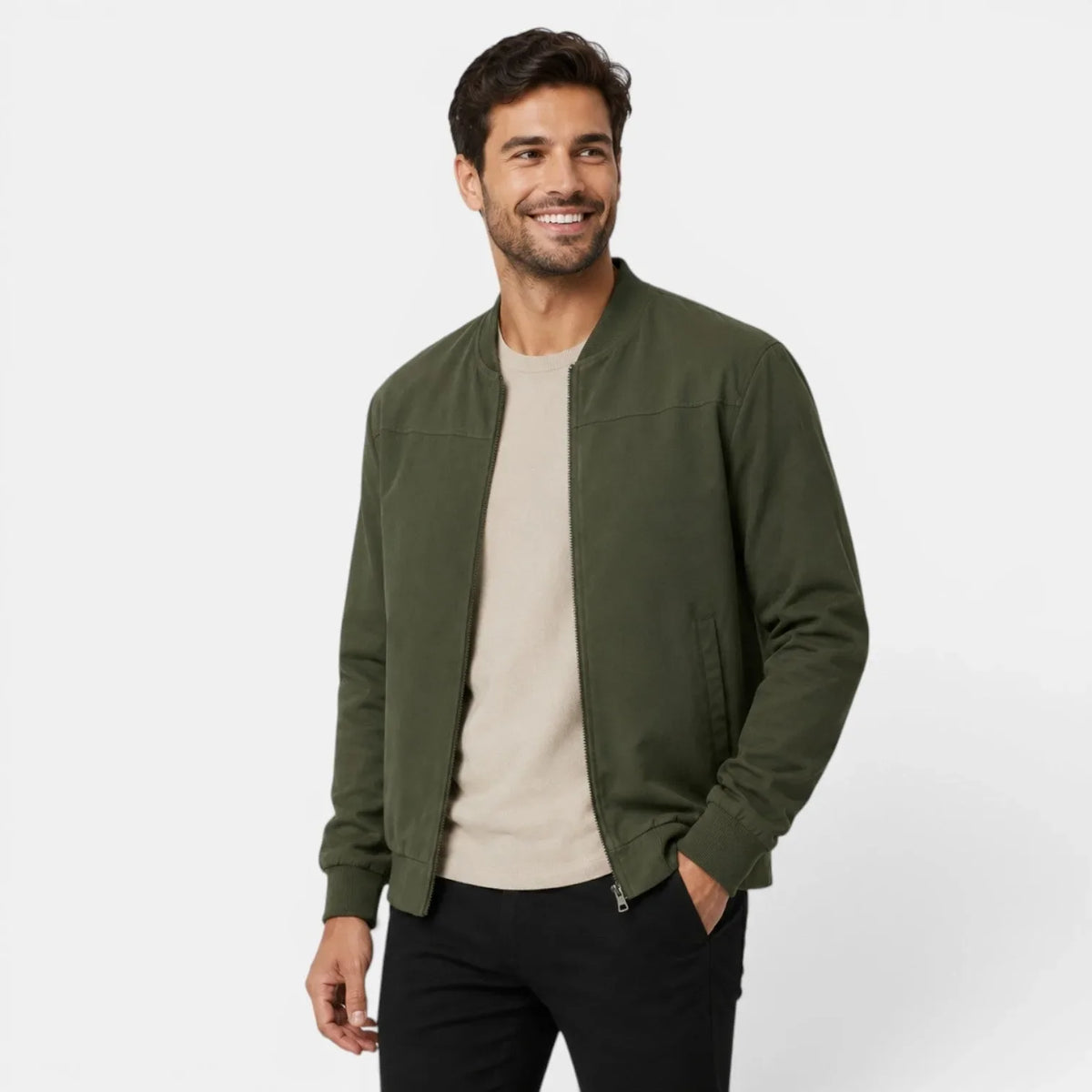 Bomberjack met ribbed details
