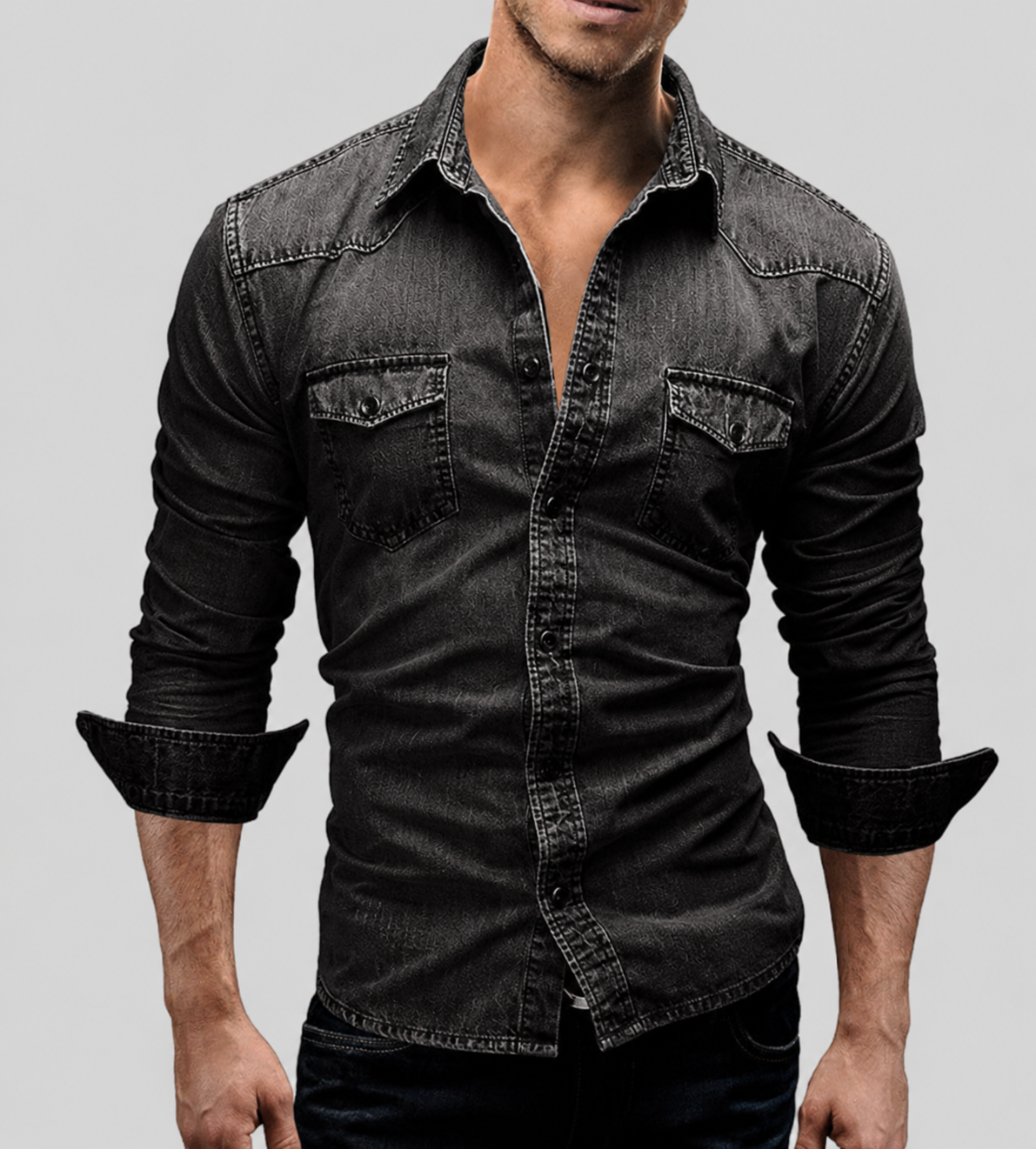 Ralf | Herren Jeanshemd Langarm Vintage Used-Look
