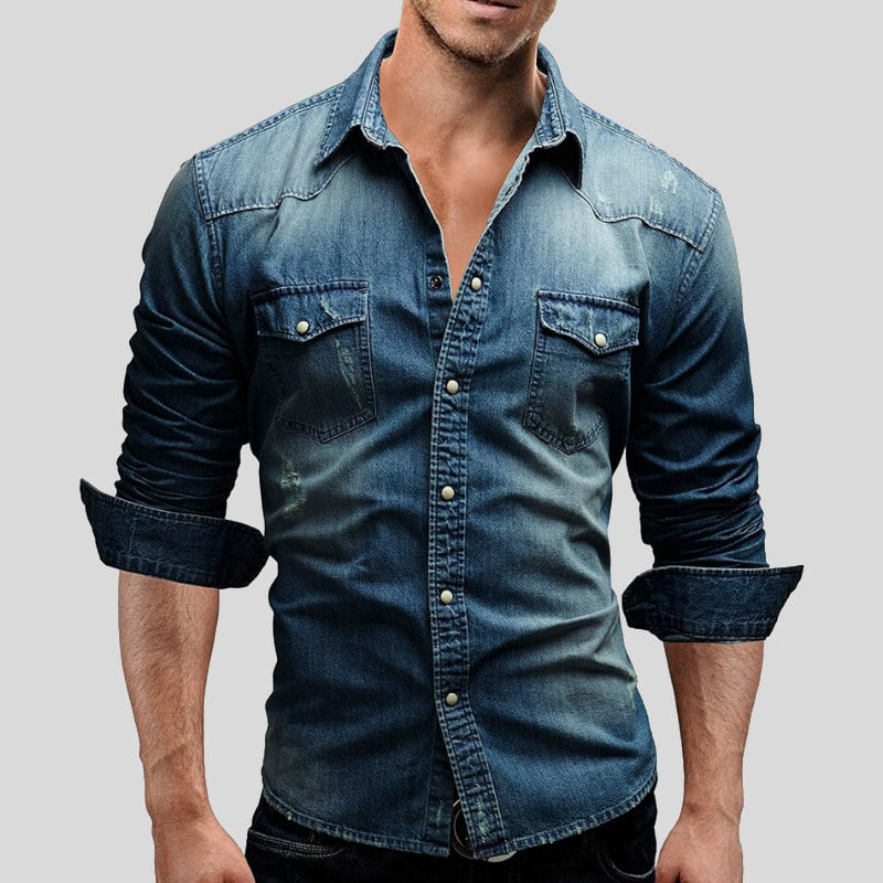 Ralf | Herren Jeanshemd Langarm Vintage Used-Look