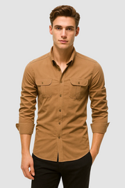Heren Blouse met Lange Mouwen en Borstzakken