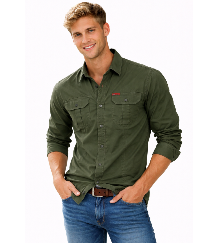 Surchemise Cargo Homme à Manches Longues