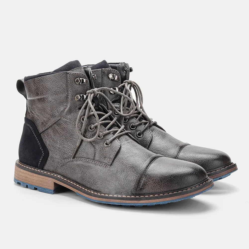 Boots Derby Bout Rapporté Gris