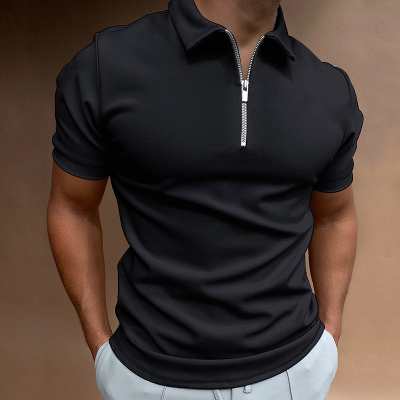 Polo Homme Col Zippé Coupe Ajustée