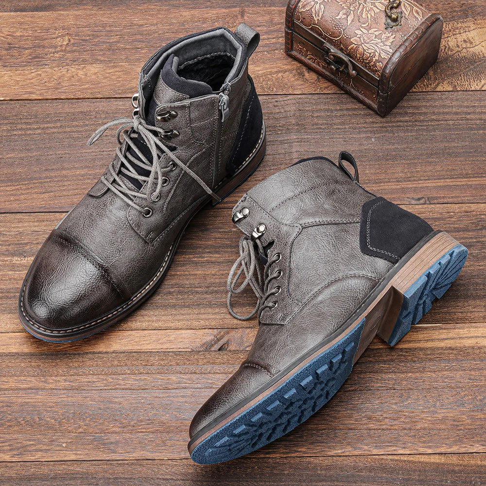 Boots Derby Bout Rapporté Gris
