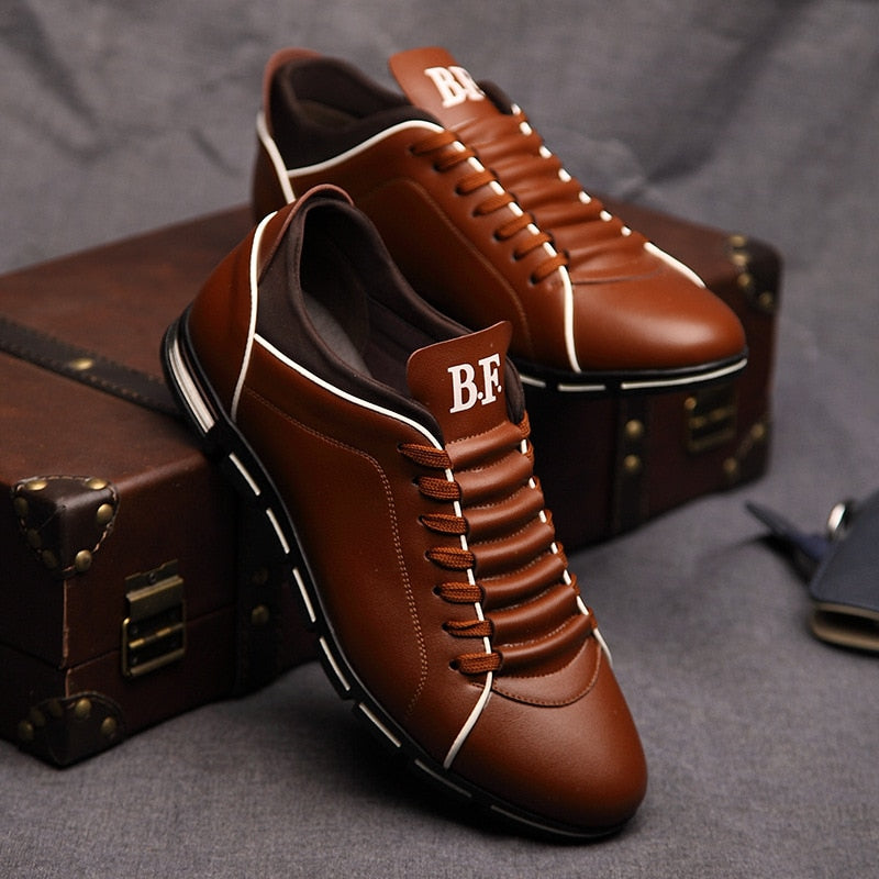 Sneakers Homme en Cuir PU, Semelle Plate