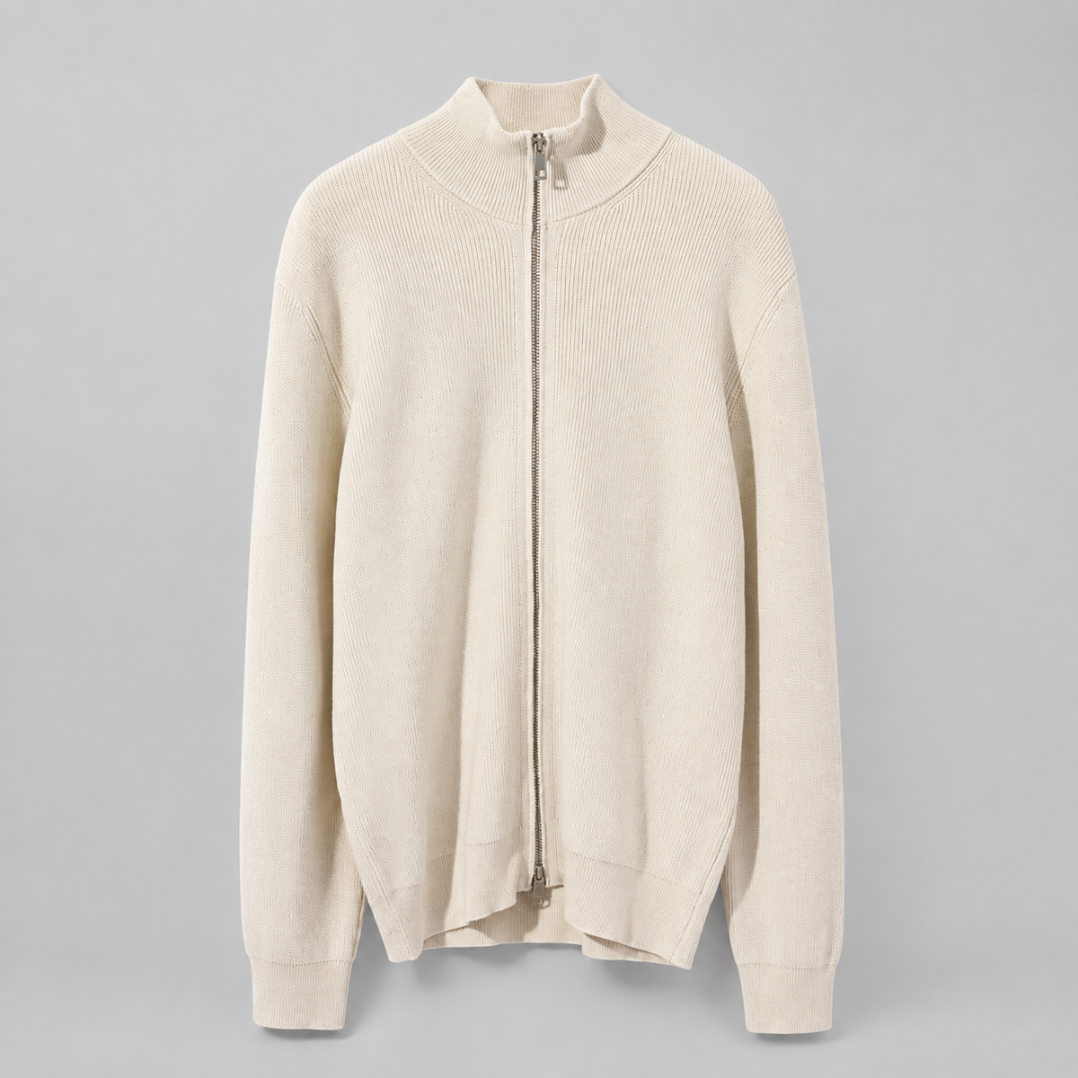 Benedikt | Strukturierte Strickjacke mit Stehkragen und Zip
