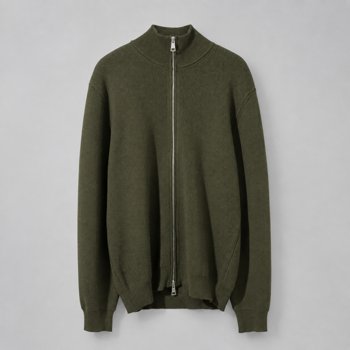 Benedikt | Strukturierte Strickjacke mit Stehkragen und Zip