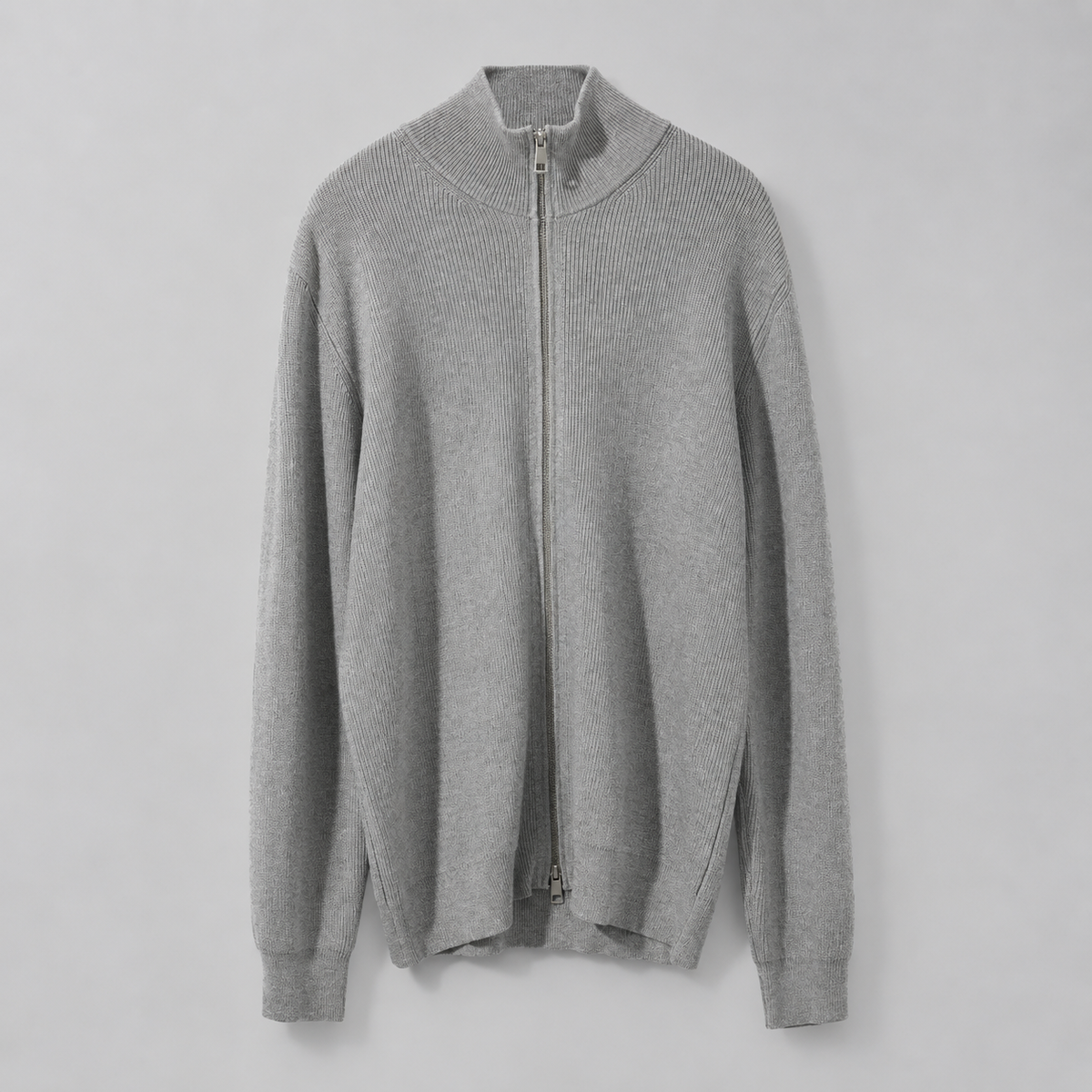 Benedikt | Strukturierte Strickjacke mit Stehkragen und Zip