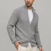Benedikt | Strukturierte Strickjacke mit Stehkragen und Zip