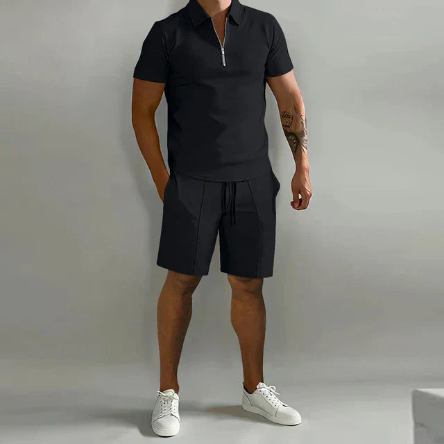 Ensemble Polo Zippé et Short Homme Coupe Droite