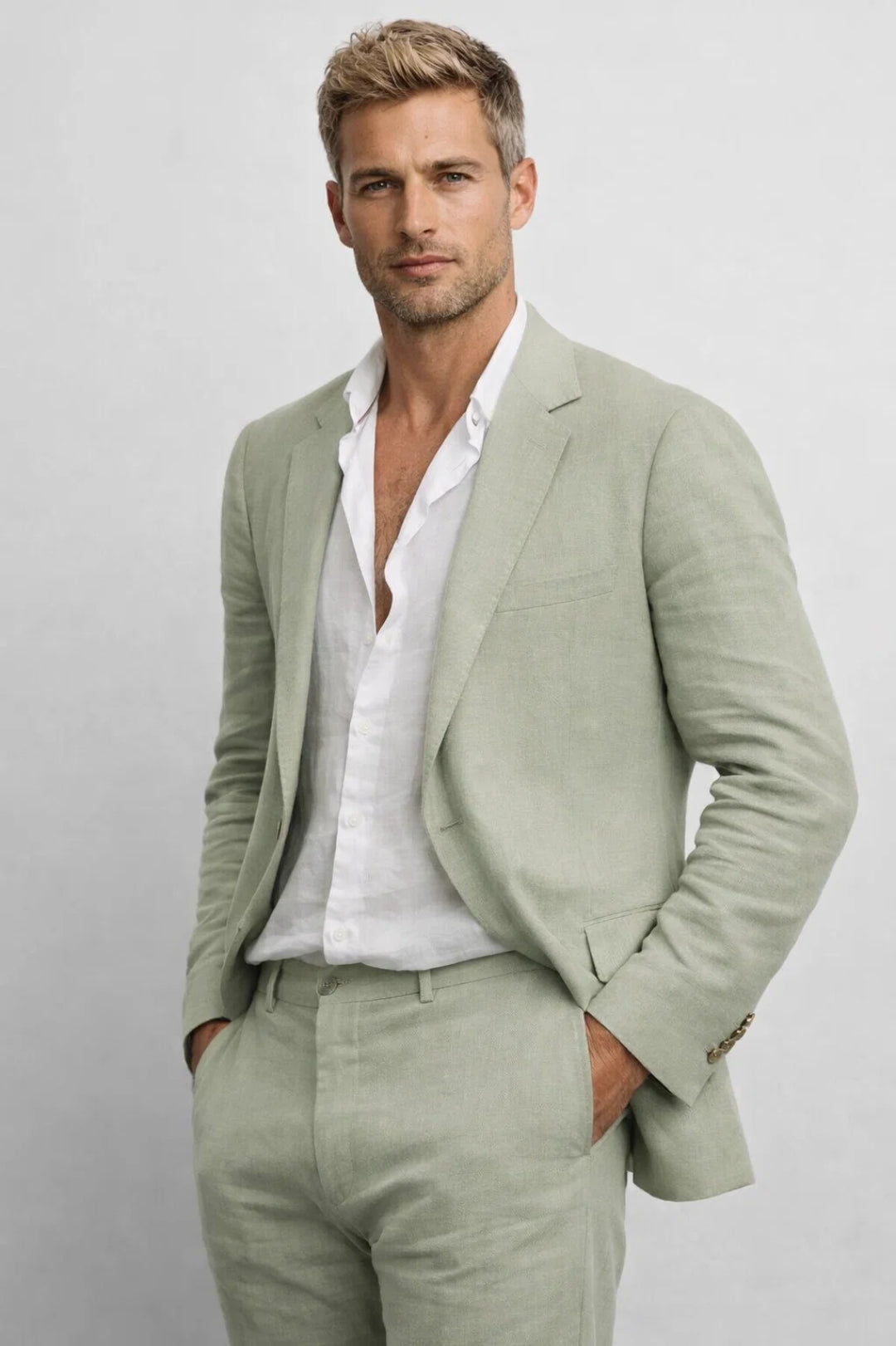 Set Men - Lightweight Two-Piece Summer Outfit with Button Front