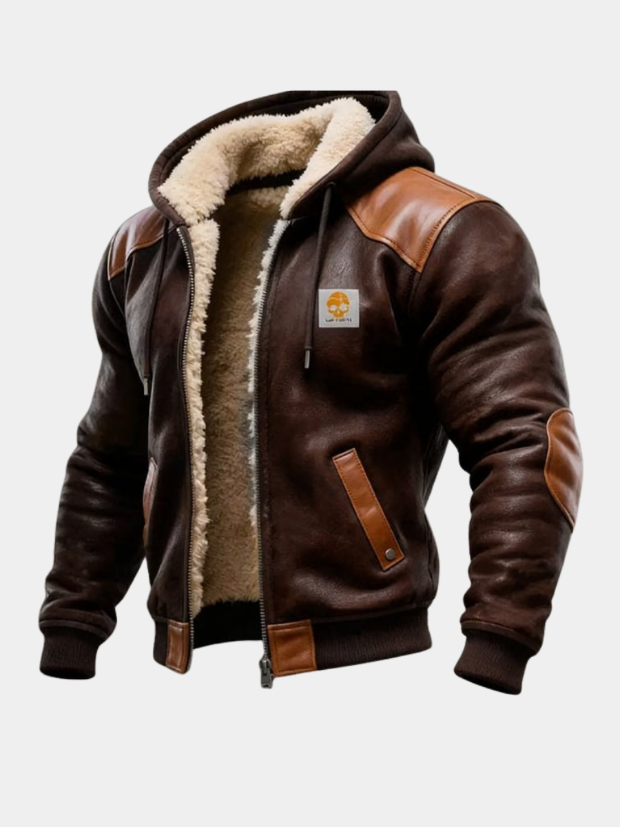 VESTE EN DAIM À CAPUCHE POUR HOMME
