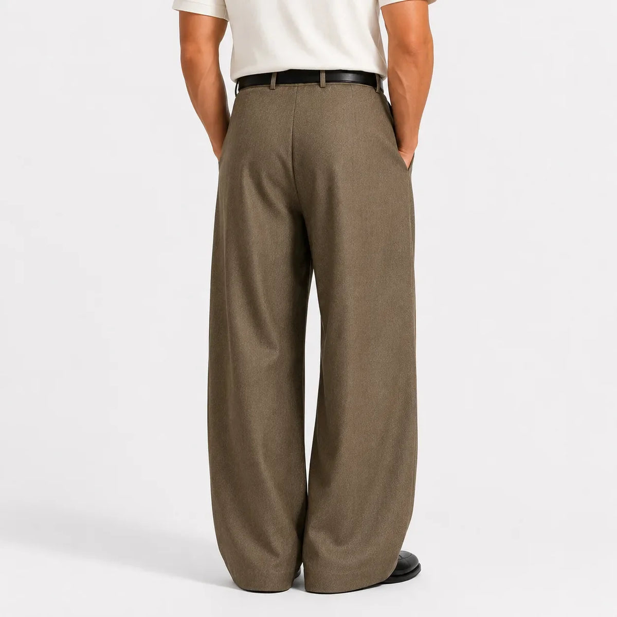 Pantalon large à pinces, taupe