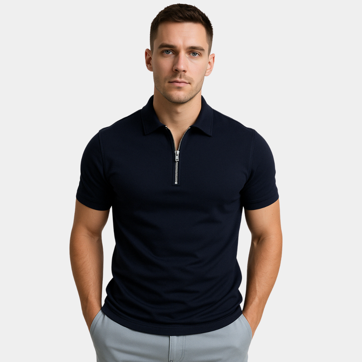 POLO ZIPPÉ MI-HAUT POUR HOMME